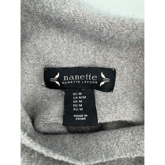 Nanette Lepore Women Monochrome Grey Mock Neck Sweater Tunic M Contrast Cuffs - Picture 5 of 9